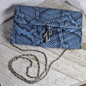 Rebecca Minkoff Edie Quilted Snakeskin Embossed Leather Wallet Crossbody